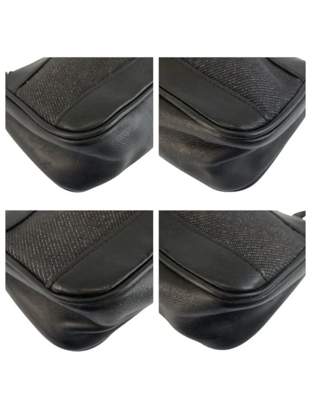 Gucci Sherry Line Black Silver Canvas Handbag Pouch